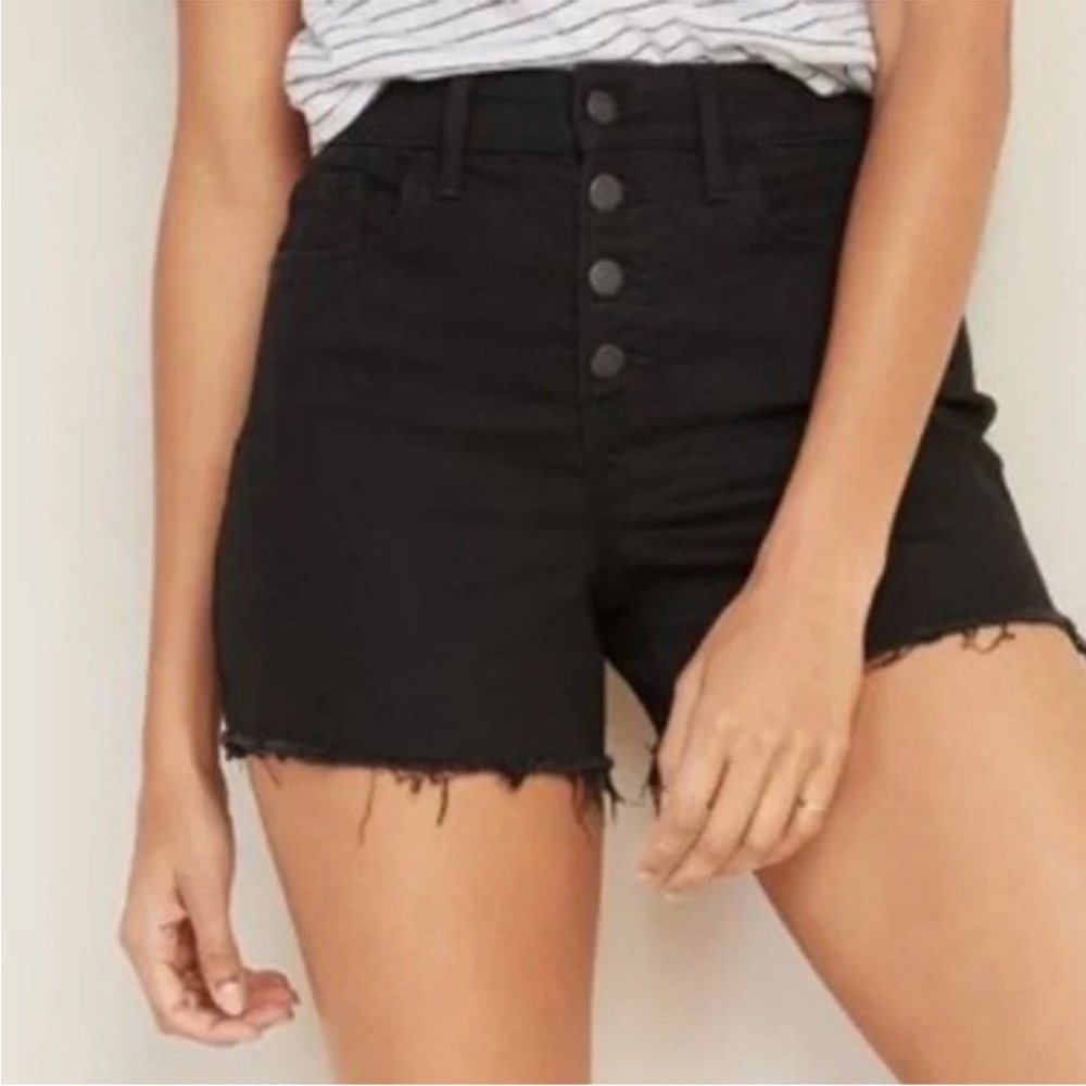 Old Navy High Rise Secret-Slim Pockets Black Denim Shorts